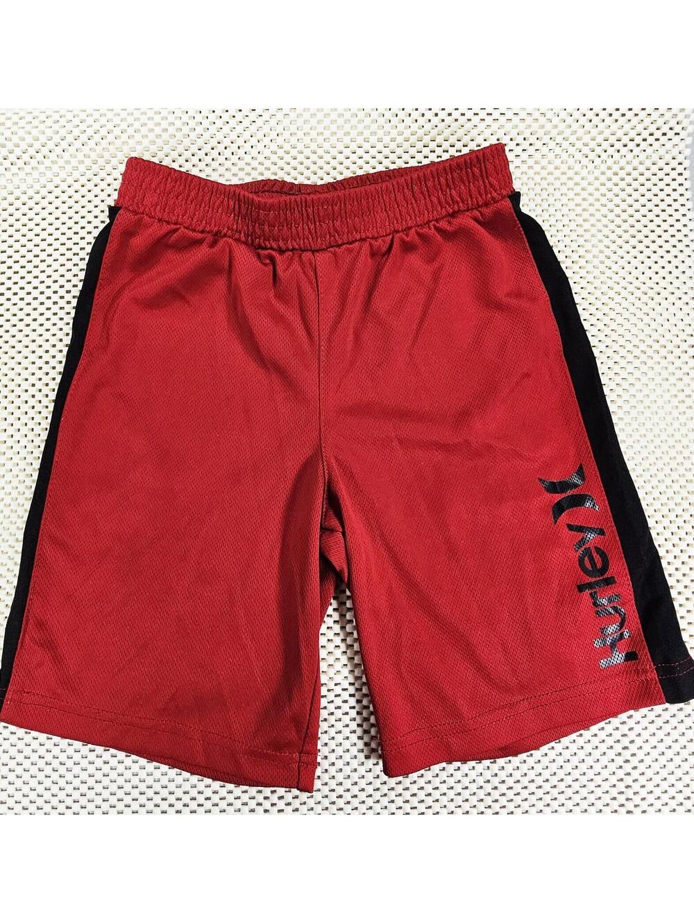 Hurley Kids Red Athletic Shorts with Black Side Stripe. Size 7